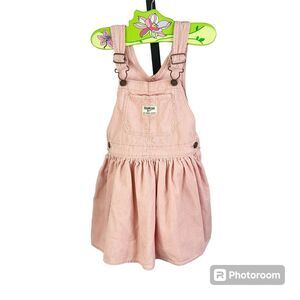 Oshkosh Girl’s Overall Baby Pink Corduroy Jumper Dress Size 4 Vestbak